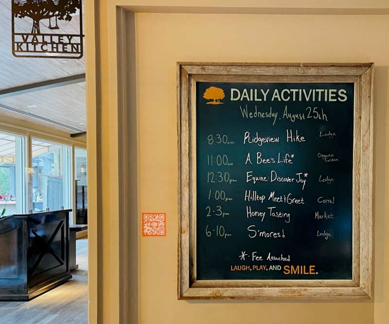 Activities Board Carmel Valley Ranch