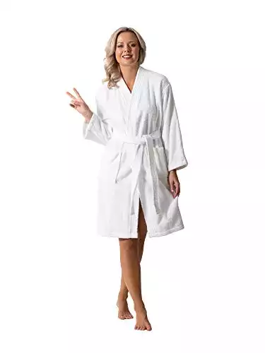 Luxurious Turkish Cotton Kimono Collar Super-Soft Terry Absorbent Bathrobes for Women