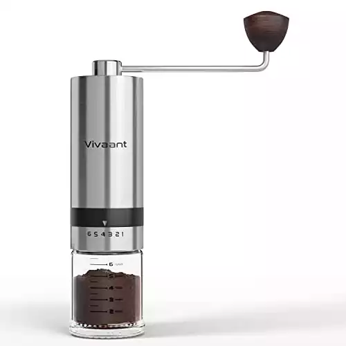 Vivaant Manual Coffee Grinder — Hand Coffee Grinder with Adjustable Dragon Tooth Stainless Steel Conical Burr, No-Power, Manual Coffee Grinder for Drip Coffee, Espresso, French Press