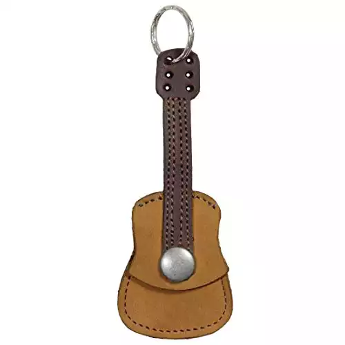 Hide & Drink, Leather Guitar Pick Holder Keychain, Picks Case Instrument Gifts Ideas for Musicians, Handmade Includes 101 Year Warranty :: Old Tobacco
