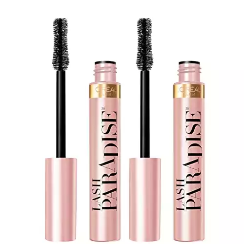 L'Oreal Paris Voluminous Makeup Lash Paradise Mascara, Voluptuous Volume, Intense Length, Feathery Soft Full Lashes, No Flaking, No Smudging, No Clumping, Black, 0.25 Fl Oz (Pack of 2)