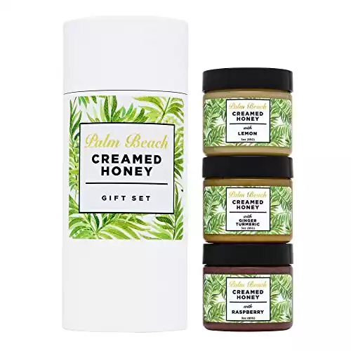 Palm Beach Creamed Honey - Naturally Flavored Wildflower Honey, Small-Batch, Kosher, Gift Set Trio (Raspberry, Lemon, GingerTurmeric)