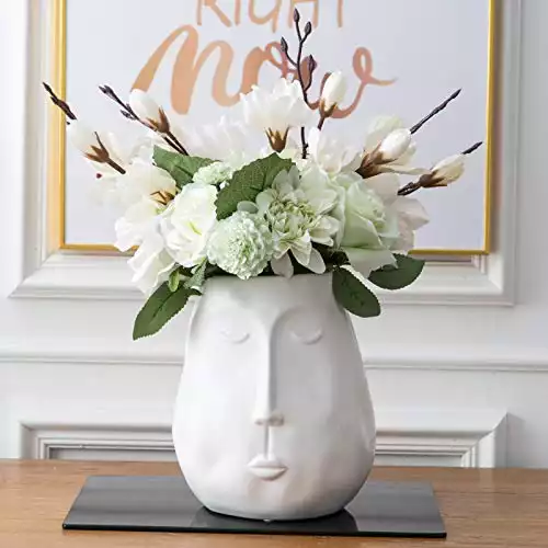 Tenforie Ceramic Vase for Decor, Face Shape Flower Vase, Decorative Modern Table Floral Vases