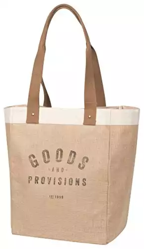 Now Designs Burlap Market Tote, Goods and Provisions