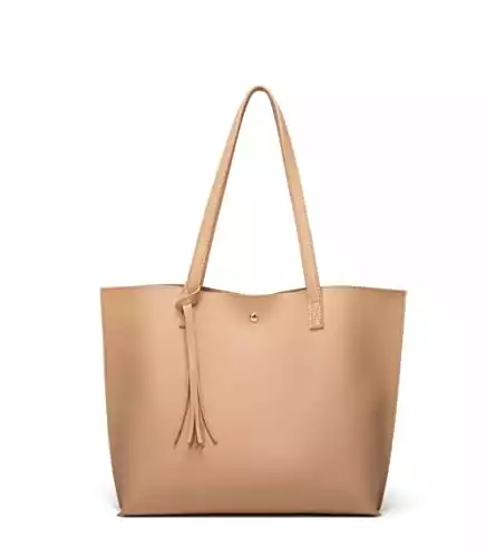 Women's Soft Faux Leather Tote Shoulder Bag from Dreubea, Big Capacity Tassel Handbag