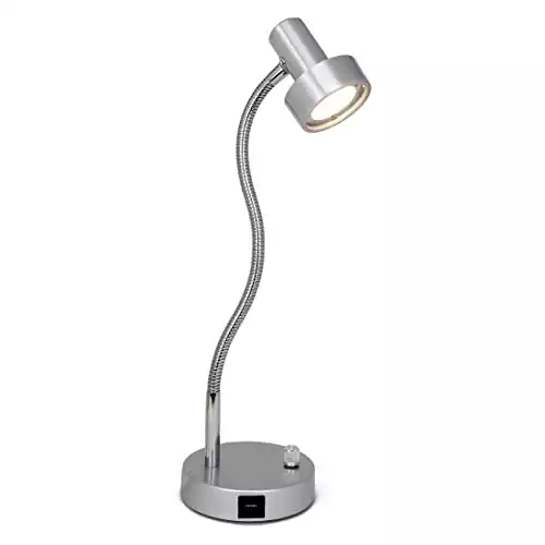 O’Bright Dimmable LED Desk Lamp with USB Charging Port (5V/2A), Full Range Dimming LED, Table Lamp with USB Charger, Flexible Gooseneck