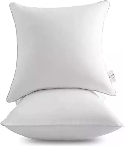 Leeden 24 x 24 Pillow Inserts (Set of 2) - Throw Pillow Inserts with 100% Cotton Cover - 24 Inch Square Interior Sofa Pillow Inserts - Decorative Pillow Insert Pair - White Couch Pillow