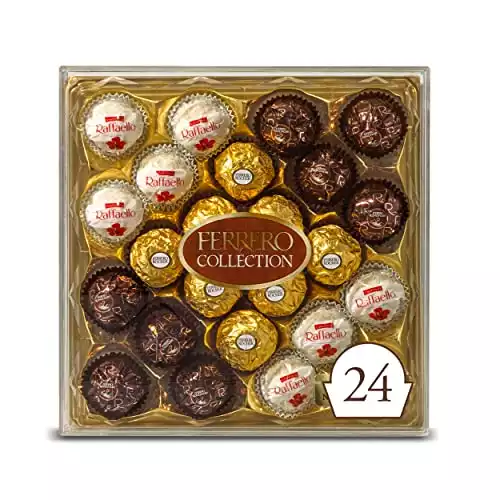 Ferrero Collection Premium Gourmet Assorted Hazelnut Milk Chocolate, Dark Chocolate and Coconut, Great Holiday Gift Box, 9.1 oz, 24 Count