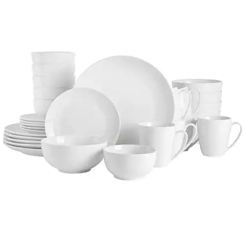 Gibson Home Zen Buffet Dinnerware Set, Service for 6 (30pcs), White (Coupe)