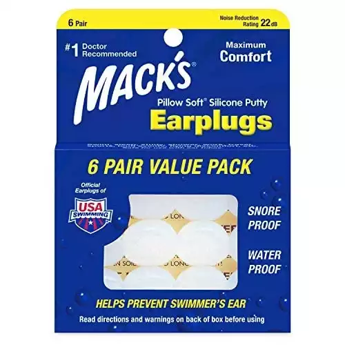 Mack's Pillow Soft Silicone Earplugs - 6 Pair, Value Pack – The Original Moldable Silicone Putty Ear Plugs for Sleeping, Snoring, Swimming, Travel, Concerts and Studying