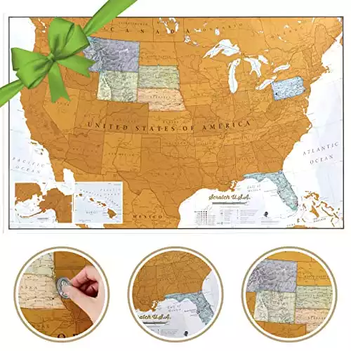 Maps International Scratch Off Map Of The US – USA Wall Map – Scratch Off – Detailed cartography - US States - National Parks - 24 x 36