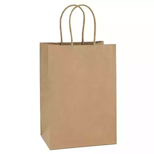 BagDream Kraft Paper Bags 50Pcs 5.25x3.75x8 Inches Small Paper Gift Bags with Handles Bulk, Party Bags, Paper Shopping Bags, Kraft Bags, Brown Bags 100% Recyclable Paper Bag