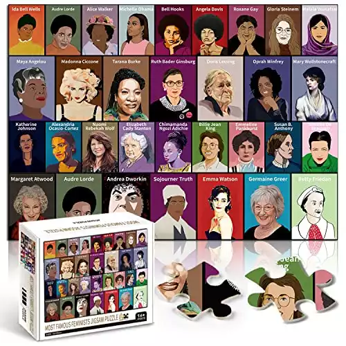 Feminist Jigsaw Puzzle 1000 Pieces Adult, Famous Strong Women Puzzle Includes 32 Feminist Icons, Female Puzzles as Ruth Bader Ginsburg Gifts
