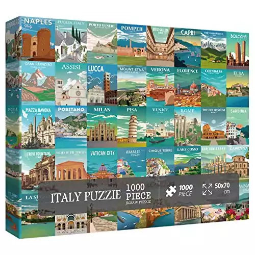 Italy Puzzle 1000 Piece for Adults, Cinque Terre Rome Travel Jigsaw Puzzles City Florence, Europe Landscape Nature Puzzle for Adults Scenery【27.5 x 19.7 in】