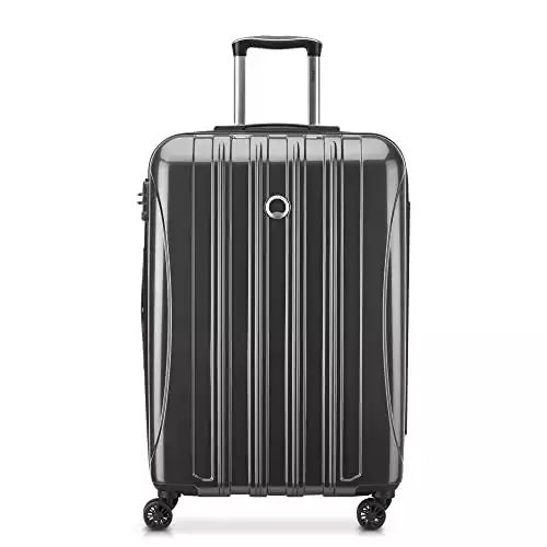 DELSEY Paris Helium Aero Hardside Expandable Luggage with Spinner Wheels, Brushed Charcoal, Checked-Medium 25 Inch