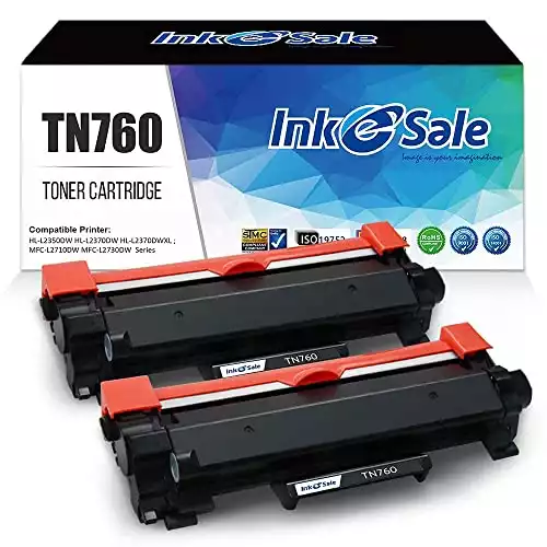 INK E-SALE Compatible TN 760 Toner Cartridge Replacement for Brother TN760 TN-760 TN730 for Brother HL-L2350DW HL L2370DW XL L2390DW L2395DW DCP-L2550DW MFC L2710DW L2750DW (2 Pack Black, Design V3)