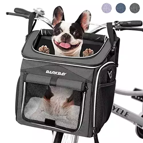 BARKBAY Dog Bike Basket Carrier, Expandable Foldable Soft-Sided Dog Carrier, 2 Open Doors, 5 Reflective Tapes, Pet Travel Bag,Dog Backpack Carrier Safe and Easy for Small Medium Cats and Dogs