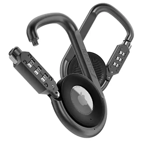 Raptic Link & Lock for Apple AirTags, Anti-Theft, Heavy Duty Combination Lock Carabiner, Secure Polycarbonate Housing for Air Tags, 3-Digit Combination Lock, 4” Length Carabiner, Dark Grey