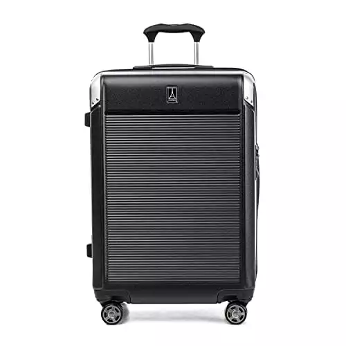 Travelpro Platinum Elite Hardside Expandable Spinner Wheel Luggage TSA Lock Hard Shell Polycarbonate Suitcase, Shadow Black, Checked-Medium 25-Inch