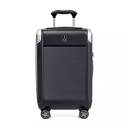 Travelpro Platinum Elite Hardside Expandable Spinner Wheel Luggage TSA Lock Hard Shell Polycarbonate Suitcase, Shadow Black, Carry-on 21-Inch
