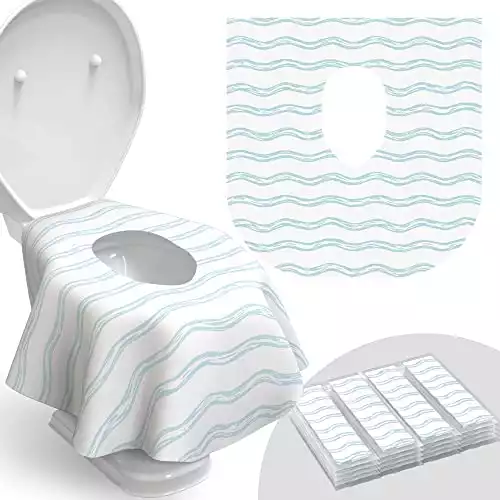 Toilet Seat Covers Disposable - 20 Pack - Waterproof, Ideal for Kids and Adults – Extra Large, Individually Wrapped for Travel, Toddlers Potty Training in Public Restrooms (Waves, 20)