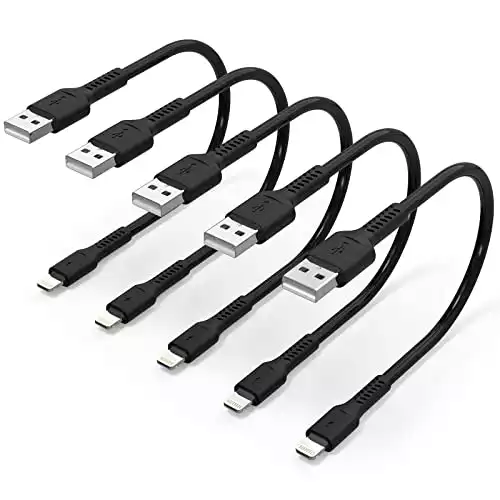 1ft iPhone Charge Cable Short, 5Pack USB to Lightning Cord for Fast Charging Stations 1 Foot Compatible with Apple iPhone 12 11 Pro Max Xs 8 7 6 5 Plus, iPad Air/Mini