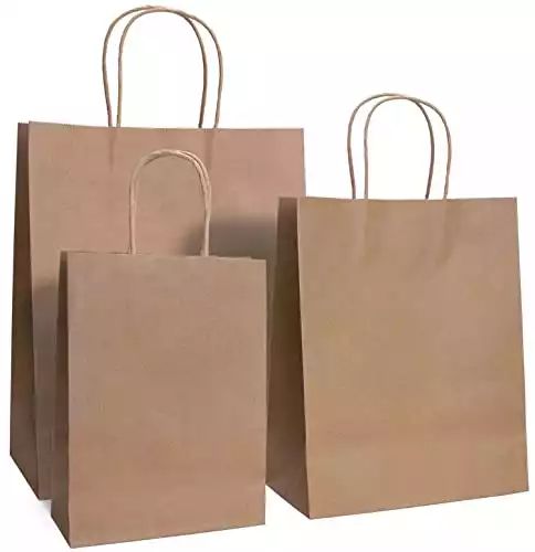 Yesland 75 Pcs Kraft Paper Bags, Brown Kraft Bags, Paper Shopping Bags & Party Bags with Handles, Great for Shopping, Gift Bags and Merchandise Bags Use