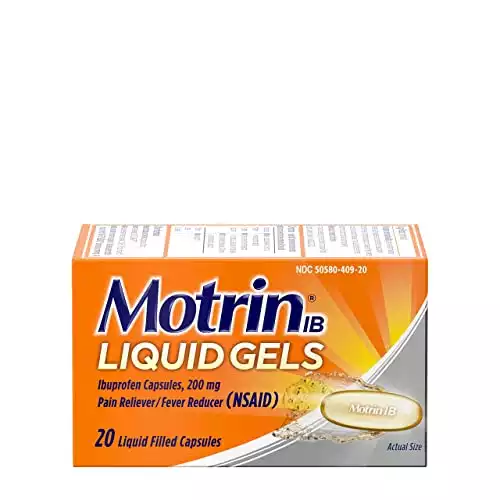 Motrin IB 200mg Ibuprofen Liquid Gel Pain Reliever/Fever Reducer for Aches & Pain, 20 ct