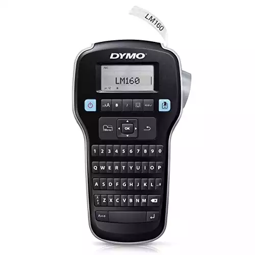 DYMO Label Maker LabelManager 160 Portable Label Maker, Easy-to-Use, One-Touch Smart Keys, QWERTY Keyboard, Large Display, for Home & Office Organization, Black