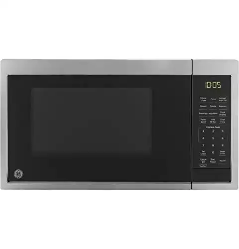 GE Countertop Microwave Oven | 0.9 Cubic Feet Capacity, 900 Watts | Kitchen Essentials for the Countertop or Dorm Room | Stainless Steel