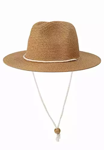 Koreshion Women Straw Panama Hat Summer Wide Brim Fedora Cap Beach Sun Hats UPF50+