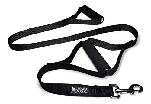 Leashboss Original - Heavy Duty Dog Leash for Large Dogs - No Pull Double Handle Training Lead for Walking Big Dogs (Classic Black)