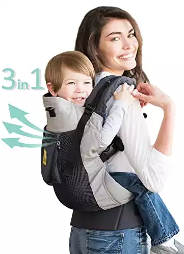 LÍLLÉbaby 3-in-1 Ergonomic CarryOn Airflow - Toddler Carrier - with Lumbar Support & Breathable Mesh - for Children 25-60 lbs - Perfect for Hiking, Travel and Everyday Family Events - Charcoal/S...