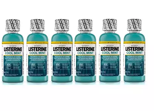 Listerine Cool Mint Antiseptic Mouthwash for Bad Breath, Travel Size 3.2 oz - Pack of 6