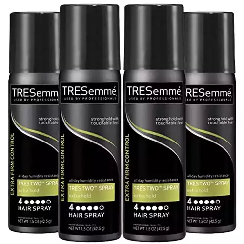 TRESemmé Tres Two Spray Extra Hold Hairspray, Extra-Firm Control, Strong Hold with Touchable Feel, Humidity Resistant, All Day Frizz Control, Pack of 4 – 1.5 oz each