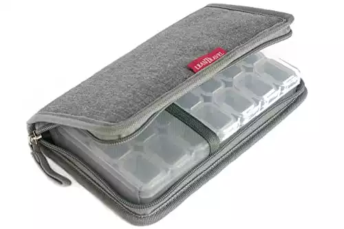 Pill Case Organizer for Travel with Passport Wallet, Color Grey, Size Small for 7 Day Travel, LeanTravel