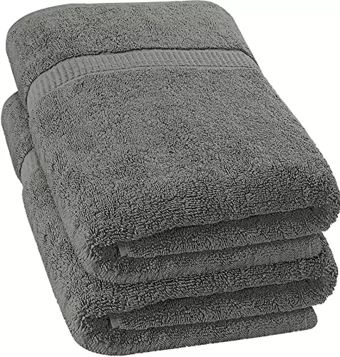 Utopia Towels - Luxurious Jumbo Bath Sheet (35 x 70 Inches, Grey) - 600 GSM 100% Ring Spun Cotton Highly Absorbent and Quick Dry Extra Large Bath Sheet - Super Soft Hotel Quality Towel (2-Pack)