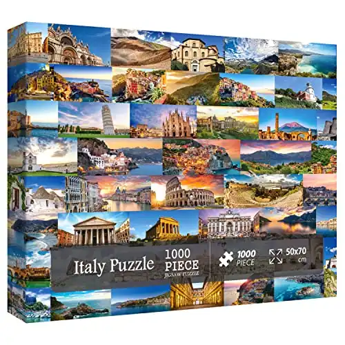 Italy Puzzle 1000 Pieces for Adults, Rome Venice Cinque Terre Travel Puzzles Europe, European Landscape Nature Jigsaw Puzzles Scenery【27.5 x 19.7 in】