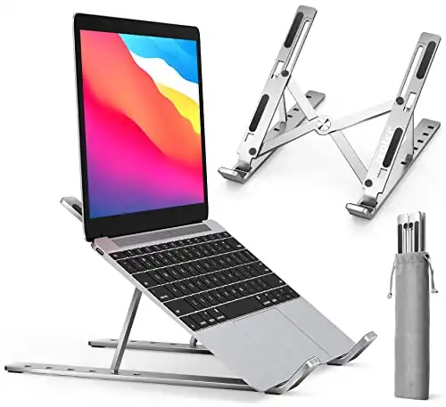 Laptop Stand, iVoler Laptop Holder Riser Computer Tablet Stand, 6 Angles Adjustable Aluminum Ergonomic Foldable Portable Desktop Holder Compatible with MacBook,iPad, HP, Dell, Lenovo 10-15.6” Silver