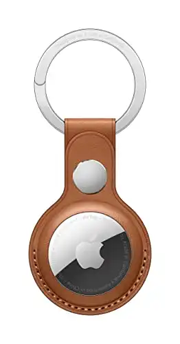 Apple AirTag Leather Key Ring - Saddle Brown