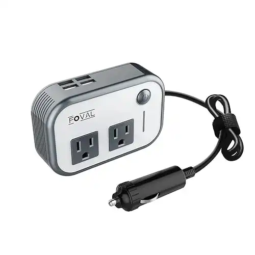 FOVAL 200W Car Power Inverter DC 12V to 110V AC Converter with 4 USB Ports Charger