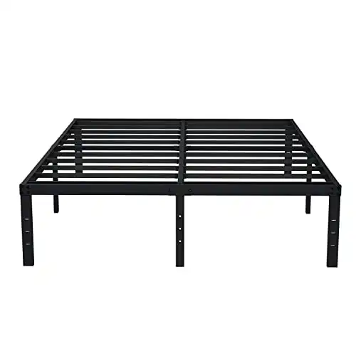 EMODA 16 Inch Platform King Bed Frame No Box Spring Needed, Heavy Duty Metal Mattress Foundation with Sturdy Steel Slats Support, Noise Free, Easy Assembly, Black