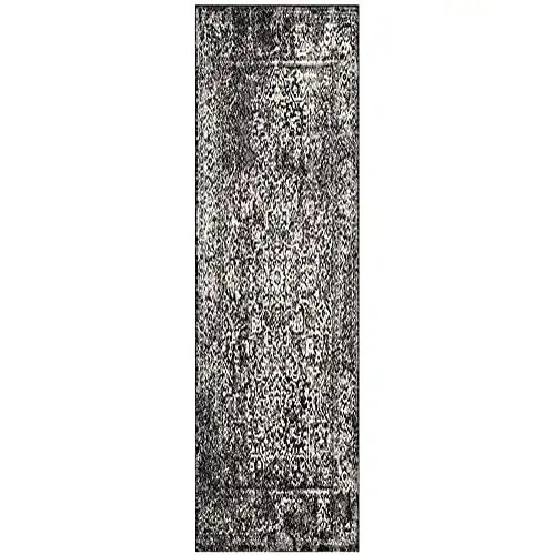 SAFAVIEH Evoke Collection 4' x 6' Black / Grey EVK256R Oriental Distressed Non-Shedding Living Room Bedroom Accent Rug