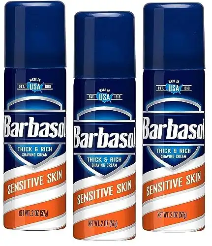 Barbasol Shave Cream Sensitive Skin Travel size 2 oz (Pack of 3)
