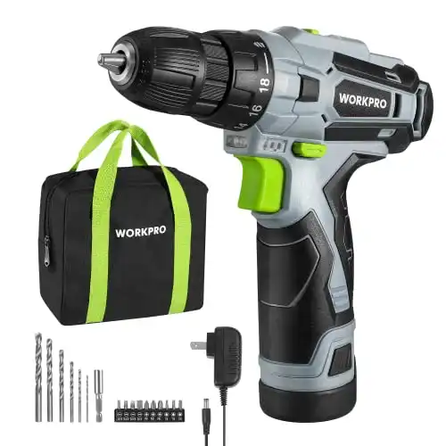 WORKPRO Cordless Drill Driver Kit, 12V Electric Screwdriver Driver Tool Kit, 3/8